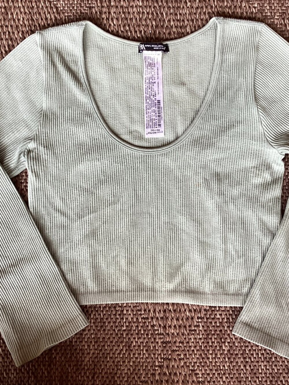 Zara Sage Green Scoop Neck Cropped Top – ML